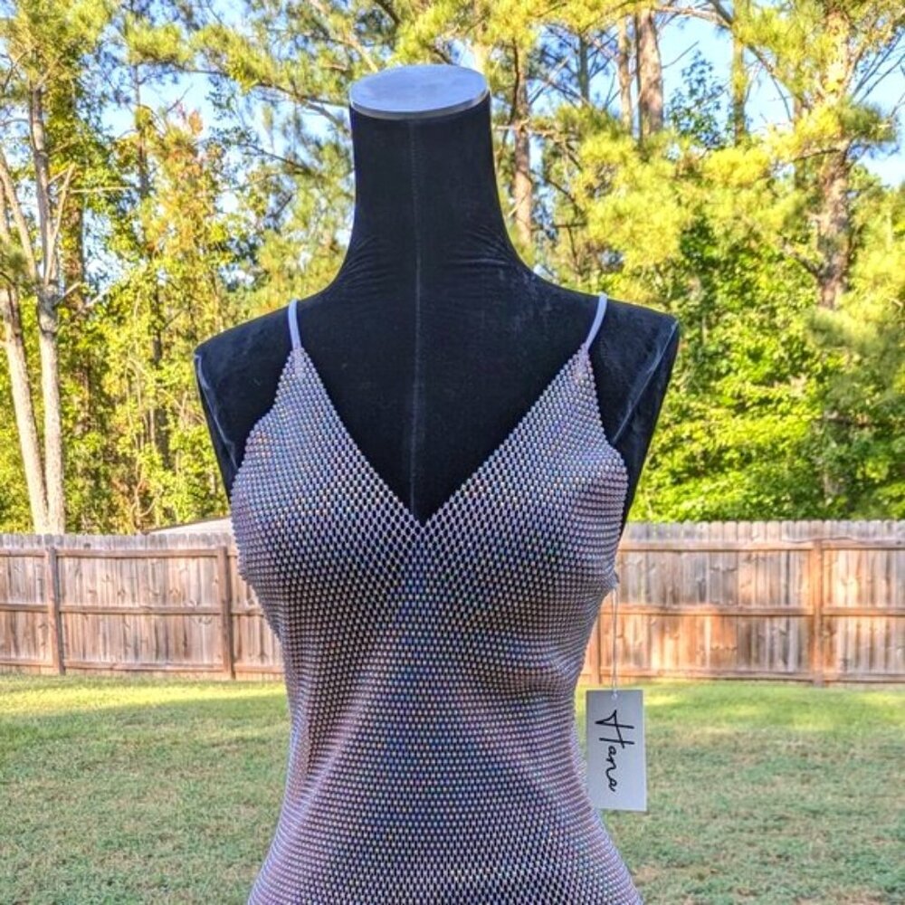 INCREDIBLE Glass Beaded Cocktail Dress Hana Official Size M